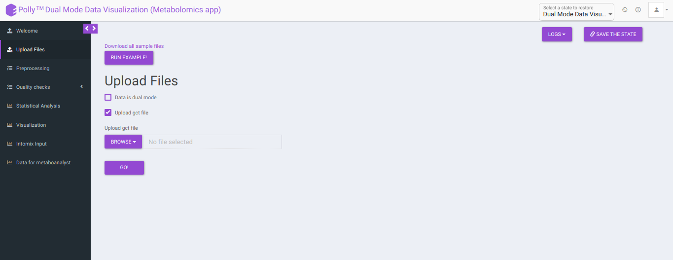 Upload Files Tab: *Upload gct file* option is checked