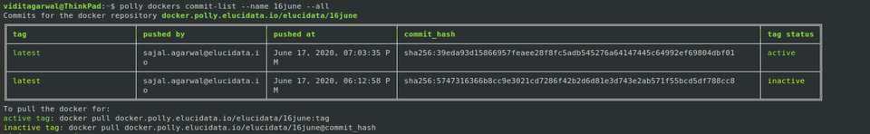 Example Dockers with tags status